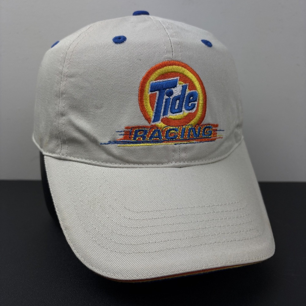 Vintage Tide Racing Hat Tan NASCAR Bullseye Embroidered Strapback Dad Cap OSFM